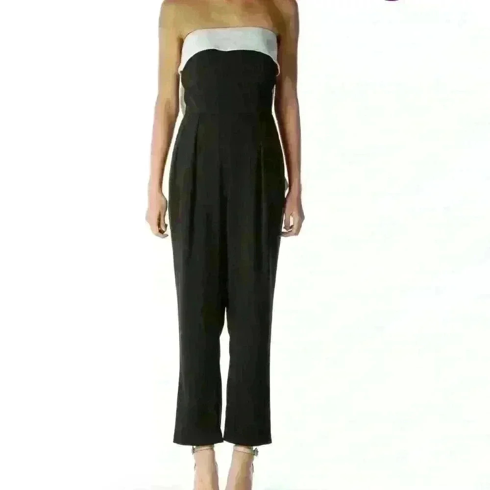 NWT Jumpsuit Erin Fetherston, Black w/White Bow, Size 2 - Picture 2 of 4